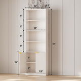 INNOD 72" Tall Book Shelf Bookcase with Doors, Floor Standing 7 Tier Bookshelf Display Shelves, Bookshelf with Storage Cabinet, Home Decor Furniture for Living Room Bedroom and Home Office INNOD