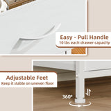 Somdot White Nightstand Set of 2, Small Dresser for Bedroom with 2 Drawers, Bedside Table Night Stand End Table with Fabric Bins for Bedroom Kids Closet Dorm Guest Room, White Leather Somdot