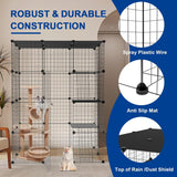 Large Cat Cage,4-Tier Catio Outdoor Cat Enclosure,DIY Cat Kennel,Cat Cages Indoor and Outdoor for 1-3 Cats MEXMIODY