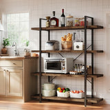 VKUCI 4 Tier Book Shelf, 47'' Wide Wood Industrial Bookshelf, 120lbs Shelf Capacity, Open Storage Shelves, 55'' Tall Heavy Duty Display Shelving, Rustic Brown Bookcase for Bedroom,Living Room,Office VKUCI