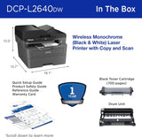 Brother DCP-L26 Series Wireless Monochrome 3-in-1 Laser Printer, 36 ppm in Black, 250 Sheets, Mobile Printing, Automatic Two-Sided Printing, Refresh Subscription Trial, Gray, with MTC Printer Cable Brother
