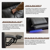 Neptane Power Reclining Sofa with Adjustable Headrest, Home Theater Seating Reclining Couch with LED Light/Outlet/Storage/USB&Type-C, Power Loveseat Recliner Sofa for Living Room (Grey&Black, Sofa) Neptane