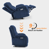 MCombo 64.6" Oversize Power Reclining Loveseat Sofa with Adjustable Headrest, Heat and Vibration Massage, Electric Loveseat Recliner with USB Charge Ports for Living Room 6855 (Navy Blue) MCombo