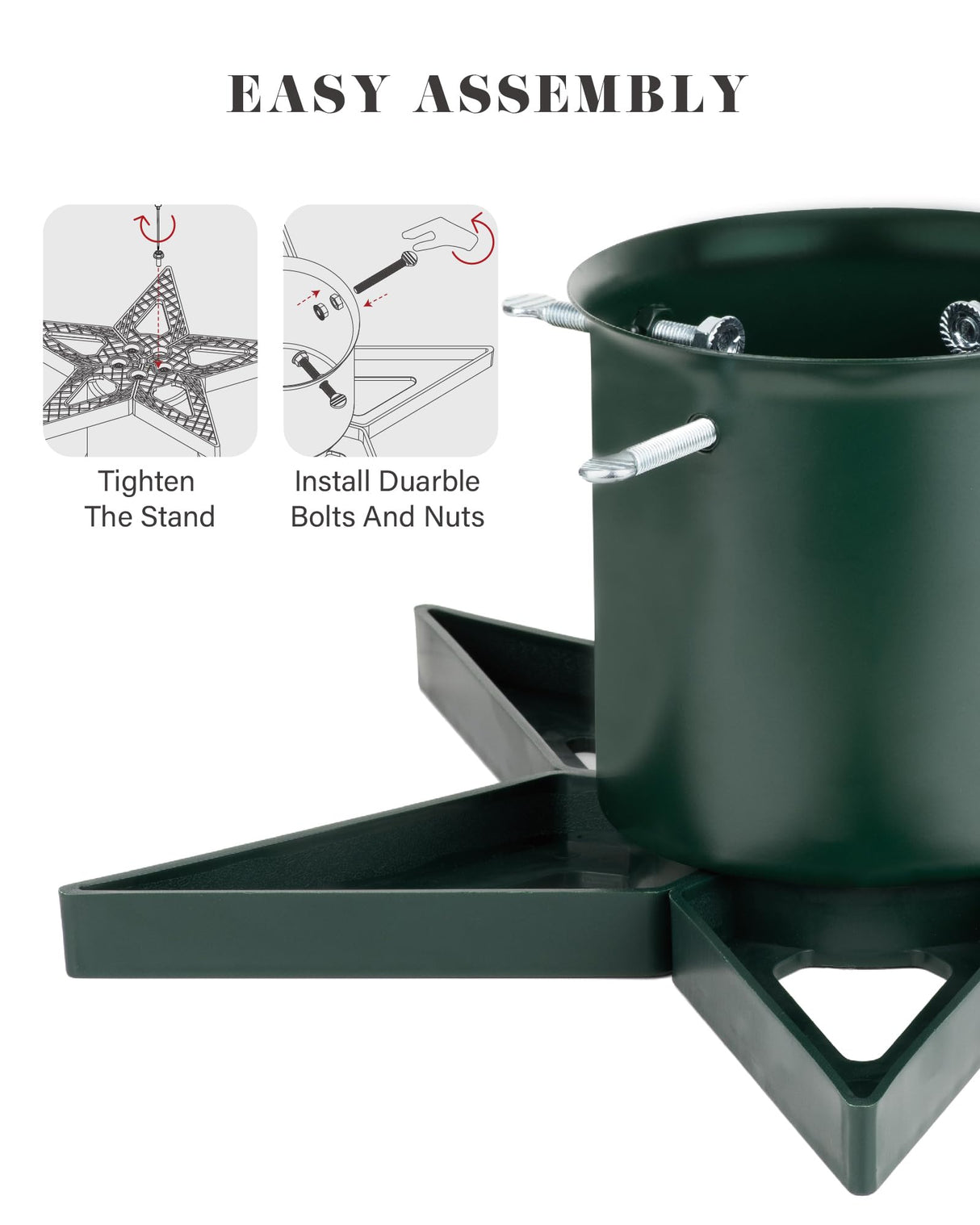 Christmas Tree Stand for 6ft Real Tree Green Christmas Tree Holder for Holiday Home Party Christmas Tree Decorations Fits Up to 4.7" Live Xmas Tree Trunks Tree Nest