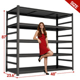 87" H Garage Shelving Unit and Storage, 48"W Heavy-Duty Adjustable Shelf Easy Assembly, 5-Tier Steel Shelves for Storage, Metal Garage Shelving for Industrial, Warehouse, Basement, Pantry, Black PRESTELION