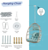 BRIGHTREE Wicker Egg Chair Without Stand,Indoor Outdoor 360 Swivel Hanging Egg Chair Rattan Patio Basket Chair no Stand Foldable Hammock Egg Chair with Cushion for Bedroom Balcony BRIGHTREE