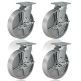 CWfutureparts 8" x 2" Caster Wheels, Heavy Duty Industrial Casters, Brake Caster Wheels with Roller Bearing - Semi Steel Cast Iron Wheels - 5200 Lbs Capacity Per Set of 4 CWfutureparts