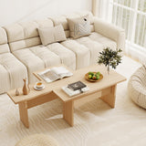 Giantex L-Shaped Coffee Table Set of 2, Modular Nesting Center Table with Grain Finish, Mid Century Modern Living Room Tables for Small Spaces Apartment (Oak) Giantex