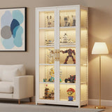 Glass Display Cabinet, 5-Tier Curio Cabinet with Glass Doors, Metal Display Case with Adjustable Shelves, Display Cabinet for Collectibles & Toy Organizer for Home, Office, Playroom, Living Room Orixal