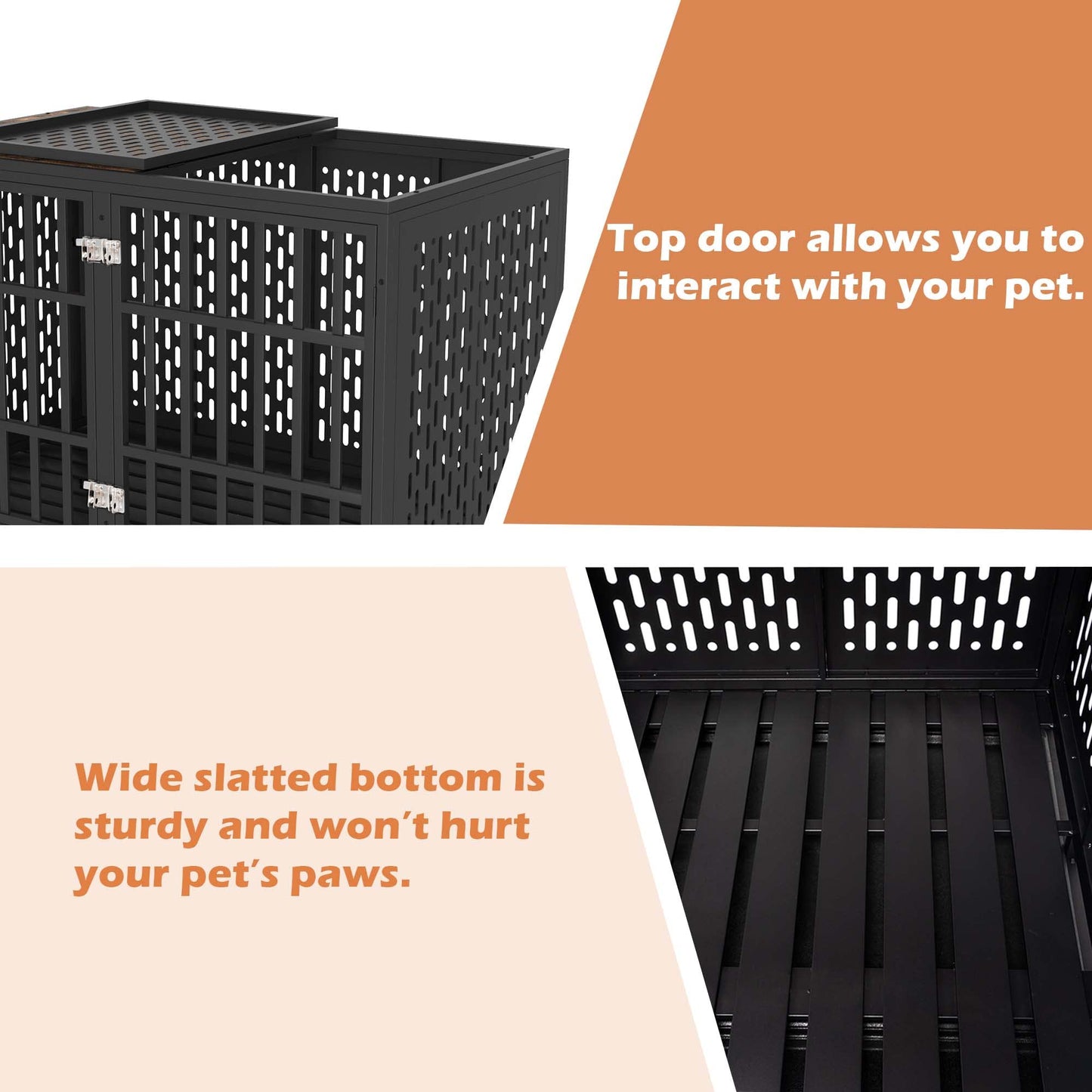 Huddycove 48inch Heavy Duty Dog Crate Compatible with Optional Divider, Extra Large Kennel for High Anxiety Dogs, Indestructible Pet Cage Indoor, Double Dog Crate for 2 Small Dogs - WoodArtSupply