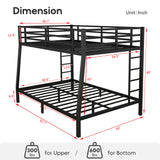 Olodumare Metal Full XL Over Queen Bunk Bed for Kids & Adults with Extra Thick Support Columns & Higher Guardrail, 2 Ladders, Squeak-Free, Heavy Duty, No Box Spring Needed, Easy Assembly, Black Olodumare