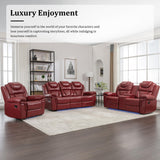 Olodumare 3 Pieces Living Room Furniture Sets,Recliner Leather Sectional Sofa, Home Theater Seating Manual Recliner with Center Console and LED Light Strip for Living Room, Office.Wine Red（3+2+1 Olodumare