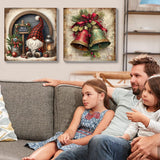 VIGEGU 4 Pack Christmas Paint by Numbers Kit for Adults with Framed,Deer Bell Lantern Gnome Paint by Number with Wooden Easel DIY Adult Painting by Number Kits for Wall Decor for Wall Decor 12x12in VIGEGU