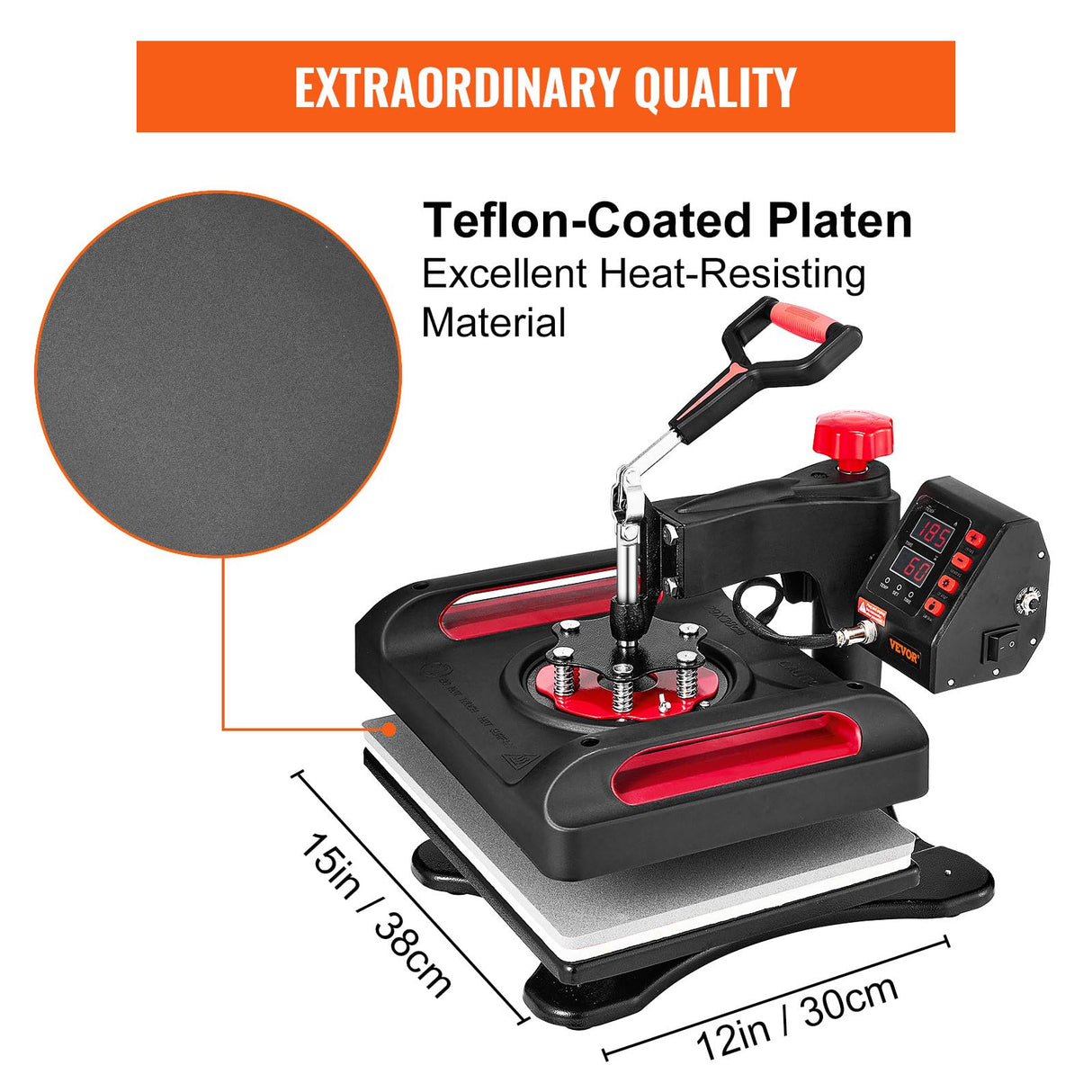 VEVOR 11 in 1 Heat Press Machine 15x12 Inch Tshirt Press Machine 360° Swing Away Digital Shirt Printing Multifunction Heat Transfer Clamshell Sublimation for T-Shirt Hat Cap Mug Plate Pen Shoes VEVOR