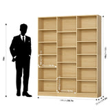 FACBOTALL Triple Wide Bookshelf, 6 Tier Large Bookshelf, Bookcase with 17 Open Display Shelves, 74'' Tall Bookcases and Bookshelves for Living Room, Home Office, Library, Natural FACBOTALL