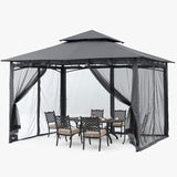 ABCCANOPY Gazebos for Patios 10x12 - Outdoor Steel Frame Gazebo with Mosquito Netting for Lawn Backyard Garden Deck (Dark Gray) ABCCANOPY
