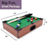 Tabletop Pool, Mini Pool Table & Billiard Set | Small Billiards Game with 16 Resin Balls, 2 Pool Cues, Triangle Rack, & Chalk | Travel-Friendly & Office Desk Games, Bartop, or Home Use & Easy Storage Brybelly