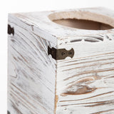 Distressed Farmhouse Square Solid Wood Tissue Box Cover with Slide-Out Bottom Panel Honey Brown Tissue Box Holder for Bathroom Living Room Dining Room Bedroom Toilet (Washed White) canwedance