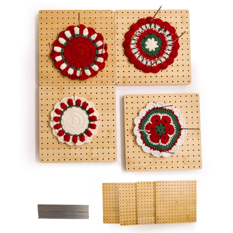 16 x 16 Inches Crochet Blocking Board 4 in 1 - Magnetic Splicing Large Size Granny Square Blocking Board Mats for Knitting & Crochet Projects with 15 Stainless Steel Pegs, Gifts for Mom, Grandmothers Adnkwolivt