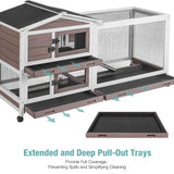 Suumerpety Rabbit Cage,Indoor Rabbit Hutch with Matel Frame and Pull Out Tray,Bunny Hutch Chicken Coop with Run (Brown) Suumerpety