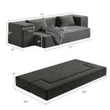 Luoxiao Folding Sofa Bed 2-in-1 Convertible Twin Sleeper Sofa Futon with 2 Pillows - Floor Couch & Bed Mattress for Apartments, College Dorms, Guest Room, Living Room, Dark Grey Luoxiao