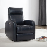 CHITA Genuine Leather Power Swivel Glider Recliner Chair for Adults, FSC Certified Electric Nursery Rocker Recliner Chair for Living Room, Navy Blue CHITA