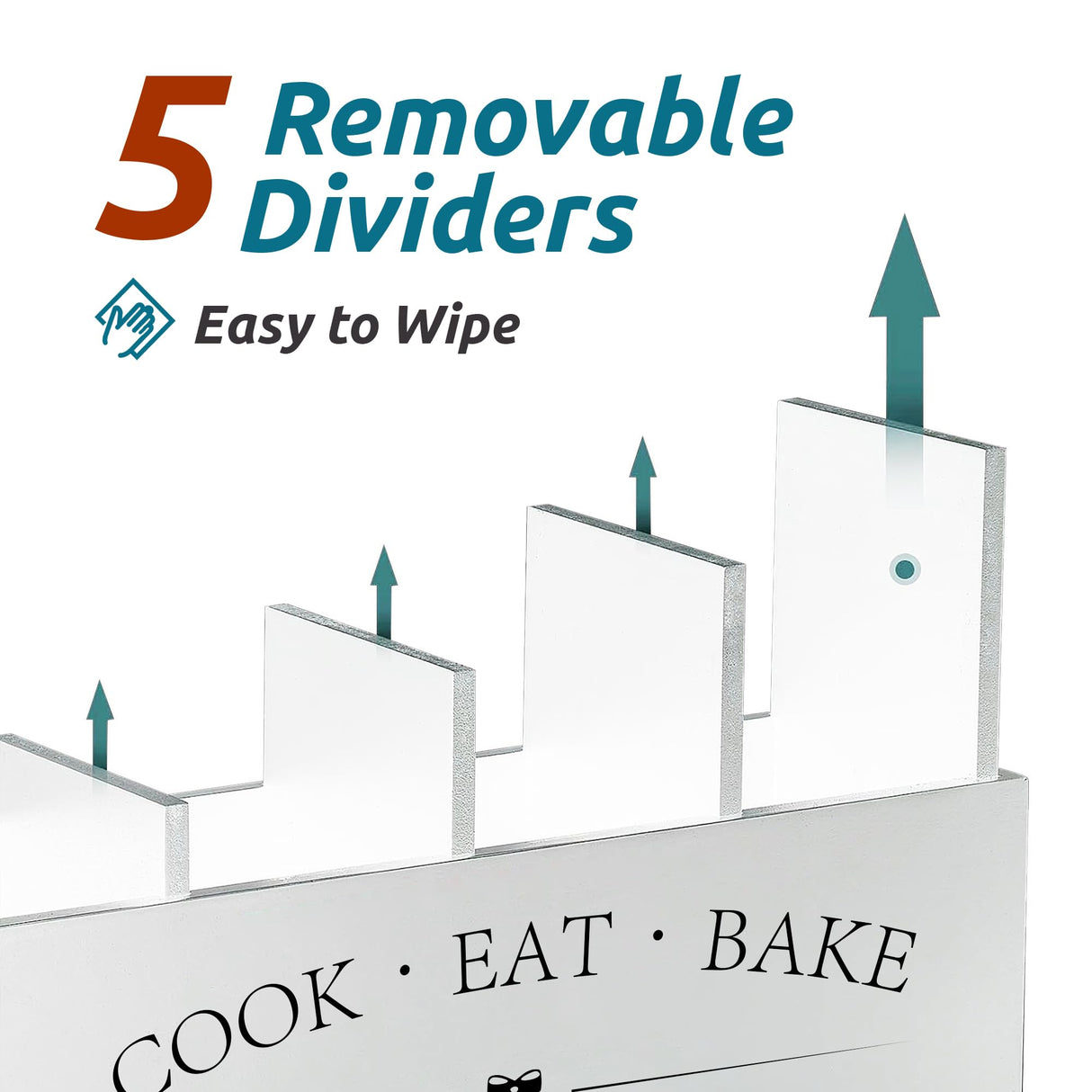 Suli Extra Large Kitchen Utensils Holder with 4 Compartments, Wooden Utensil Organizer for Kitchen Countertop, Farmhouse Kitchen Decor, Rustic Cooking Utensil - White Suli