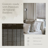 MOOD Custom Bamboo Shades | Modern | Cordless Bamboo Roman Shades for Windows and Doors (Natural Woven) | Modern Light Grey (Sheer) | 35" W X 48" H Mood