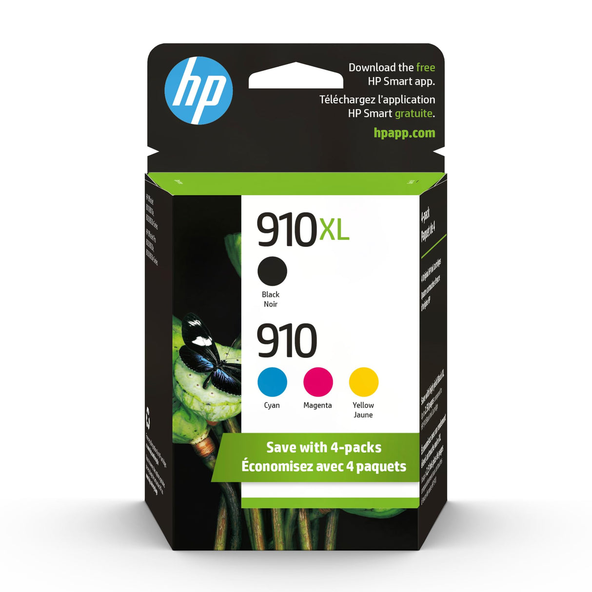 Original HP 910 Cyan, Magenta, Yellow / 910XL Black Ink Cartridges (4-pack) | Works with HP OfficeJet 8010, 8020 Series; HP OfficeJet Pro 8020, 8030 Series | Eligible for Instant Ink | 3JB41AN HP