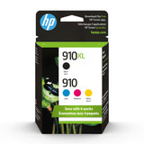 Original HP 910 Cyan, Magenta, Yellow / 910XL Black Ink Cartridges (4-pack) | Works with HP OfficeJet 8010, 8020 Series; HP OfficeJet Pro 8020, 8030 Series | Eligible for Instant Ink | 3JB41AN HP