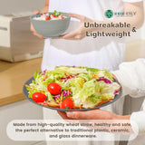 Homienly Kitchen Wheat Straw Dinnerware Set 40 PCS - Dinner Plates, Cereal Bowls, Wheat Straw Cups Set, Microwave and Dishwasher Safe Dishes Set, Unbreakable Dish Set for Party, Outdoor(Grey Stone) Homienly