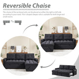 L-shape Pull out Sleeper Sofa Couch Bed,Modern Sofa Bed with Reversible Storage Chaise Lounge,Velvet Upholstered Tufted Sectional Corner Sofabed with USB Ports and Side Pockets for Living Room,Bedroom KINFFICT