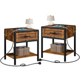 ELETHEBIA Rustic Brown 3-Piece Queen Bedroom Set with Platform Bed, Ottoman Bench, and Nightstands ELETHEBIA