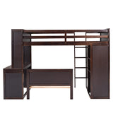 Harper & Bright Designs Twin Over Twin Bunk Bed with Desk, Storage, Solid Wood Bunk Bed with Shelves and Wardrobe, Twin Size Loft Bed with a Stand-Alone Bed for Kids Teens Adults - Espresso Harper & Bright Designs