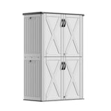 Devoko 50 Cu.ft Outdoor Storage Cabinet - Vertical Resin Storage Shed - Holds Patio Furniture, Pool Toys, Garden Tools (White) Shelf Not Included Devoko