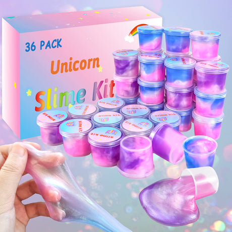 36 Packs Unicorn Slime Kit, Unicorn Party Favors for Kids, Pretty Stretchy & Non-Sticky Galaxy Slime Pack, Slime Party Favors for Girls & Boys Goodie Bag Stuffers HOOLYUK