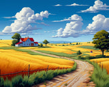 VOAA Adult Square Diamond Art Set, DIY Rural Kansas Blue Sky, White Clouds, and Field Scenery Diamond Painting Landscape Square Drill, Home Office Wall Decoration Mosaic Gemstone Art, 16 "x12 VOAA