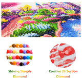 5D Diamond Painting Landscape, Paint with Diamonds DIY Diamond Art Forest Woods Streams, Diymood Painting by Number Kits Full Drill Rhinestone for Home Wall Decor 12x16inch Diymood