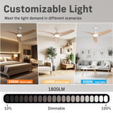TAVZAKE Ceiling Fans with Lights, 42 inch Low Profile Ceiling Fan with Light and Remote, Flush Mount, LED Dimmable, 6 Speeds, Quiet Reversible Motor, Modern Ceiling Fan with Light for Bedroom (Wood) TAVZAKE