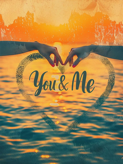 Beaudio Love Words Series Diamond Painting Kits for Adults- You and Me with Heart and The Touch of Two Fingertips - DIY Round Full Drill 5D Diamond Art for Home Wall Decor (11.8x15.7inch)