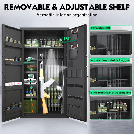 Luzfuego 30-40 Gun Safe, 54" Biometric Gun Safe for Rifles and Shotguns, Large Gun Cabinet for Rifles and Pistols with LCD Keypad & Adjustbale Shelves, Unassembled Rifle Safe for Home Luzfuego