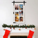 RiteSune White Wooden Barn Door 5x7 Photo Picture Frame Collage Wall Mounted for Family Entryway, Living Room, Bedroom RiteSune