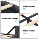 busyaeh Queen Bed Frame with Storage Headboard, Metal Bed Frame with LED Lights & Charging Station, Upholstered Queen Bed with Marshmallow Headboard, No Box Spring Needed, Easy Assembly，Dark Gray busyaeh