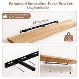 Axeman 48 Inch Fireplace Mantel Shelf - 8 Inch Deep Rustic Solid Elm Wood Floating Shelf, Wall Mounted Farmhouse Display Shelf with Invisible Heavy Duty Metal Bracket, Natural Axeman