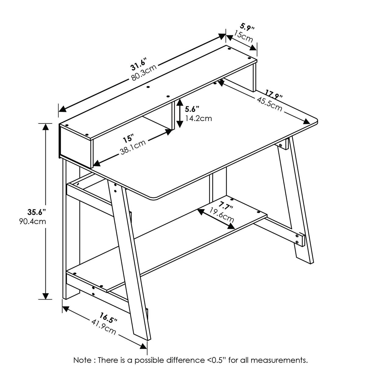 Furinno Simplistic a Frame Computer Desk, Espresso Furinno