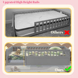 Floor Bed for Kids, Twin Size Montessori Bed with High Fence Railings, Wood Playhouse Bed with Rails for Baby Boys Girls Teens, No Slats Included, Gray Mirightone