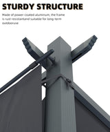 GarveeLife 12x20 Ft Aluminum Pergola, Outdoor Metal Pergola with Adjustable Canopy, Reinforced Frame Outdoor Shelter for Backyard, Garden and Deck - Gray GarveeLife