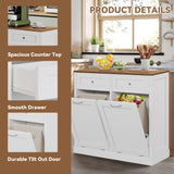 Yongchuang Double Tilt Out Trash Can Cabinet 20 Gallon, Kitchen Wooden Hidden Garbage Can Cabinet with Drawer, Tilt Out Laundry Hamper Cabinet with Storage White Yongchuang