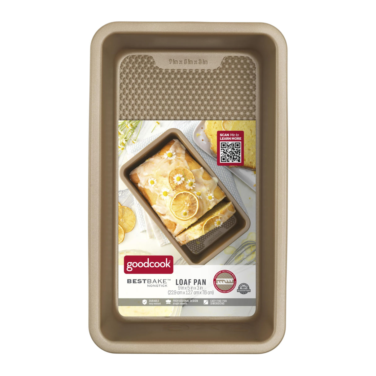 GoodCook BestBake Nonstick Textured Carbon Steel Loaf Pan, 9" x 5", Bronze GoodCook