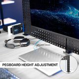 VIVO Steel Triple Clamp 47 x 31 inch Desk Pegboard System with 2 Monitor Mounts and Storage Shelf, Fits up to 32 inch Screens, Office Accessory Organizer, Black, PP-DK48SB VIVO